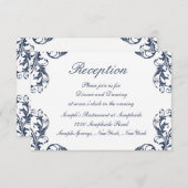 Elégante carte de réception Mariage damassé (Devant / Derrière)