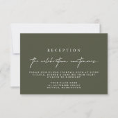 Élégante Carte de réception mariage vert foncé (Devant)