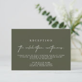 Élégante Carte de réception mariage vert foncé (Debout devant)