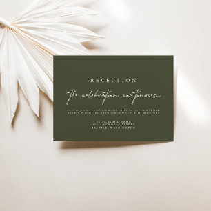 Élégante Carte de réception mariage vert foncé