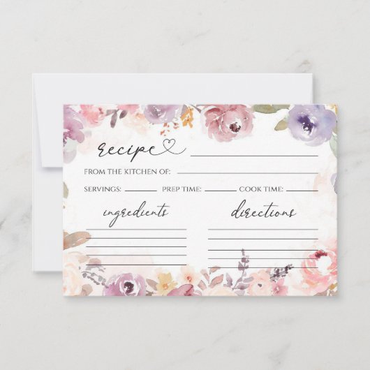 Élégante carte de recette de douche de nuptiale fl (Devant)