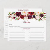 Elégante carte de recette de douche florale Bourgo (Devant / Derrière)