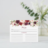 Elégante carte de recette de douche florale Bourgo (Debout devant)