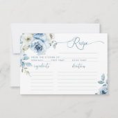 Elégante carte de recette de mariée bleu poussiére (Devant)