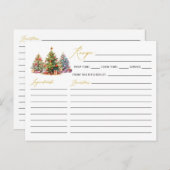 Elégante Carte de Recette de Noël Arbre de Noël Mo (Devant / Derrière)