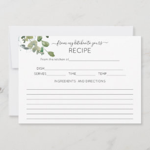 Élégante carte de recette Eucalyptus 5x7