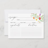 Elégante carte de recette fleur sauvage aquarelle (Devant)