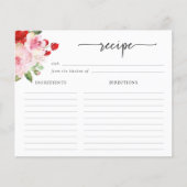 Elégante carte de recette florale aquarelle (Devant)