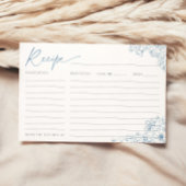 Elégante Carte de recette pour mariée Toile Bleue