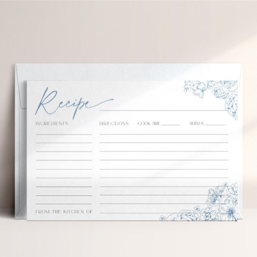 Elégante Carte de recette pour mariée Toile Bleue