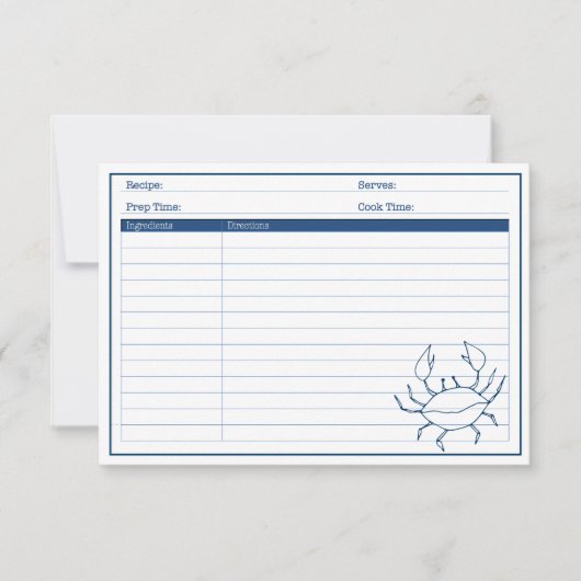 Elégante carte de recettes de fruits de mer de cra (Devant)