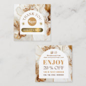 Elégante carte de réduction fleurs brunes (Devant / Derrière)