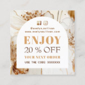 Elégante carte de réduction fleurs brunes (Dos)