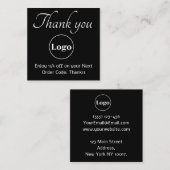 Élégante carte de réduction Logo Merci noir (Devant / Derrière)