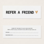 Élégante carte de référence Black White Gold Heart (Devant & derrière)