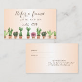 Élégante carte de référence de cactus élégant (Devant / Derrière)