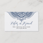 Élégante carte de référence de dentelle bleue et b (Devant)