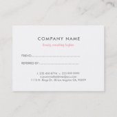 Élégante carte de référence de dentelle rose et bl (Dos)