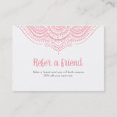 Élégante carte de référence de dentelle rose et bl (Devant)