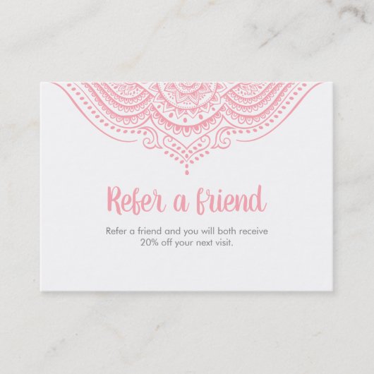 Élégante carte de référence de dentelle rose et bl (Devant)