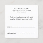 Elégante carte de référence élégante du salon Rose (Dos)