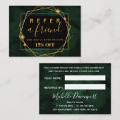 Élégante carte de référence en glam tropical et or (Devant / Derrière)