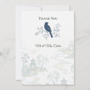 Élégante carte de remerciement de mariage à la chi