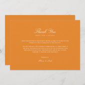 Elégante Carte de remerciements blanche et orange (Devant / Derrière)