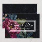 Elégante Carte de remerciements d'aquarelle floral (Devant / Derrière)