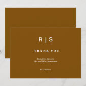 Élégante Carte de Remerciements de Mariage Marron (Devant / Derrière)