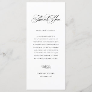 Elégante Carte de remerciements de table de mariag