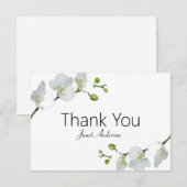 Elégante carte de remerciements d'orchidées blanch (Devant / Derrière)