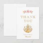 Élégante Carte de remerciements princesse rose et (Devant / Derrière)