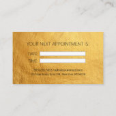 Elégante carte de rendez-vous coiffeuse en or noir (Dos)