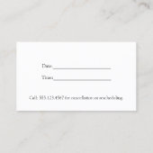 Elégante carte de rendez-vous de livres blancs (Dos)