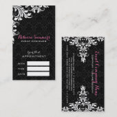 Elégante carte de rendez-vous en dentelle blanche  (Devant / Derrière)