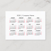 Élégante carte de rendez-vous moderne 2020 Calendr (Dos)