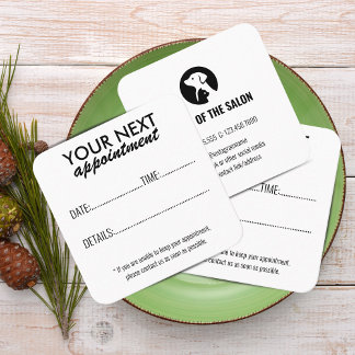 Elégante carte de rendez-vous pour le soin des ani