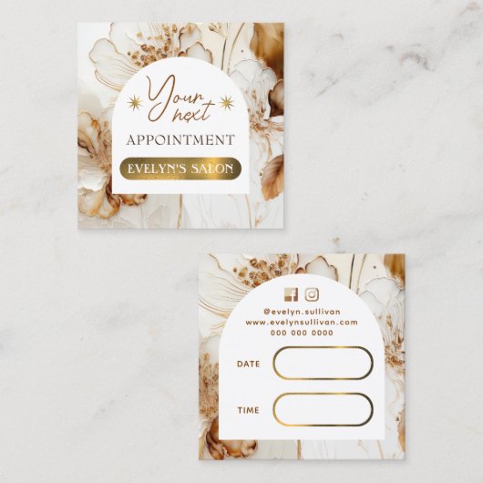 Elégante carte de rendez-vous pour les fleurs brun (Devant / Derrière)