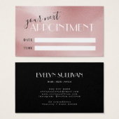 Elégante carte de rendez-vous rose rose (Devant & derrière)