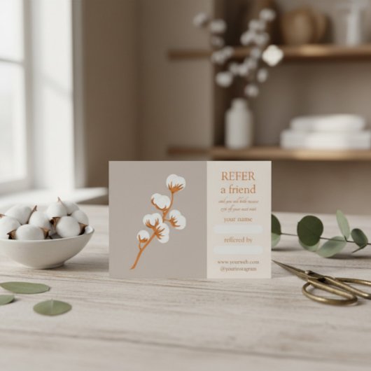 Élégante carte de renvoi de succursale de coton