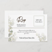 Élégante carte de réponse aquarelle eucalyptus sim (Devant / Derrière)