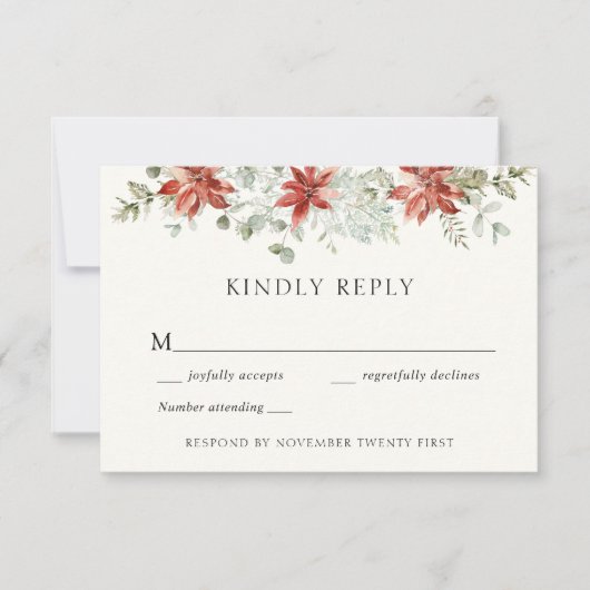 Élégante carte de réponse aux mariages d'hiver (Devant)