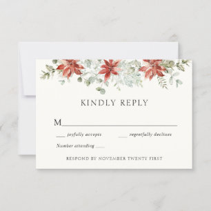 Élégante carte de réponse aux mariages d'hiver