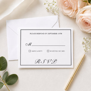 Élégante carte de réponse de mariage à la calligra