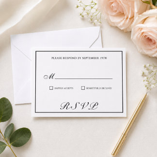 Élégante carte de réponse de mariage à la calligra