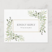Élégante carte de réponse de mariage à la verdure (Devant)