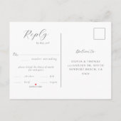 Élégante carte de réponse de mariage à l'aquarelle (Dos)