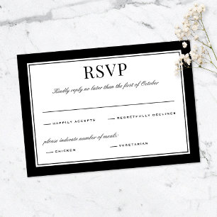 Élégante carte de réponse de mariage avec typograp