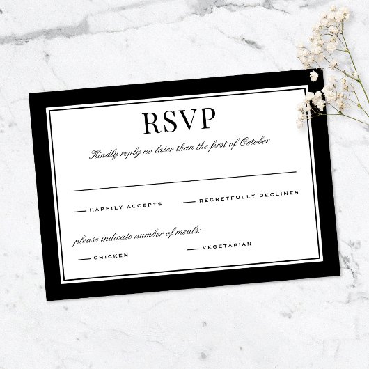 Élégante carte de réponse de mariage avec typograp